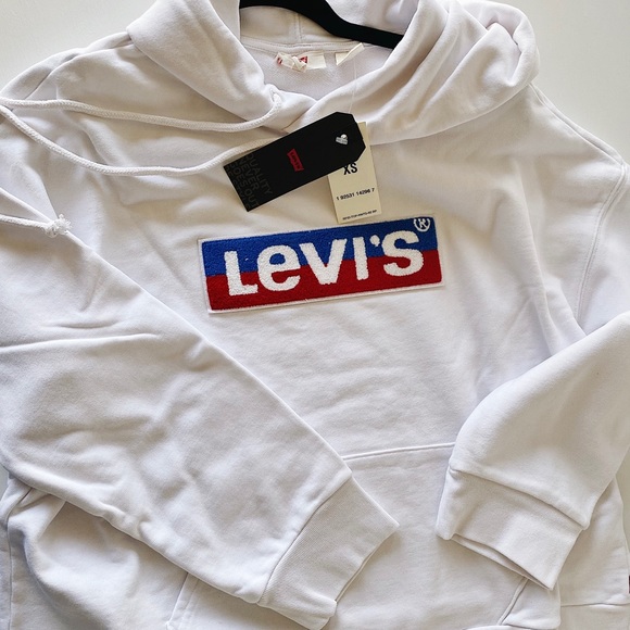 ✨New LEVIS Graphic Logo Oversize Pullover Hoodie White XS - Picture 4 of 8